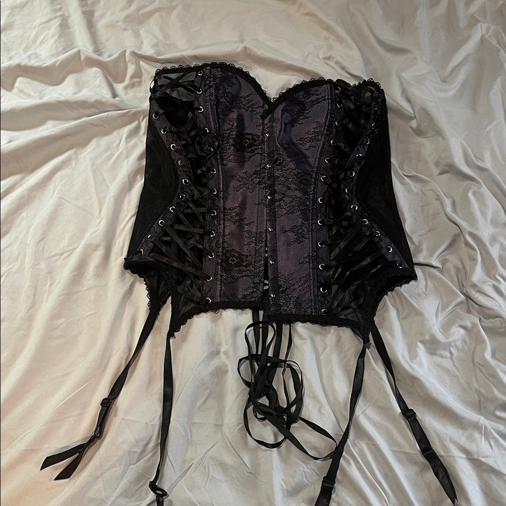 Adore Me Black and Purple Lace Corset